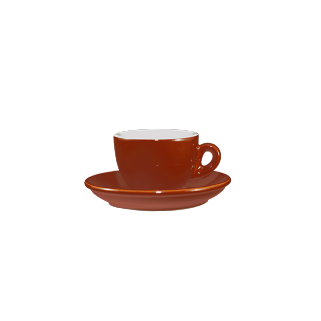 Nuova Point - Dickwandige Espressotasse Sorrento Braun mit Untertasse